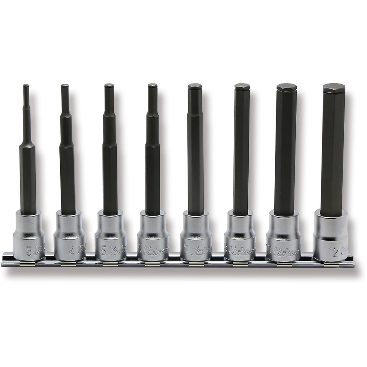 Ko-ken USA 3/8 Sq. Dr. Grip Ring Hex Bit Socket Set, 3mm-12mm - 8 pieces