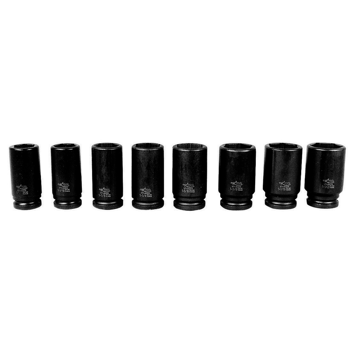 K Tool International Socket Set Impact 3/4 Inch Drive SAE 8 Piece Deep