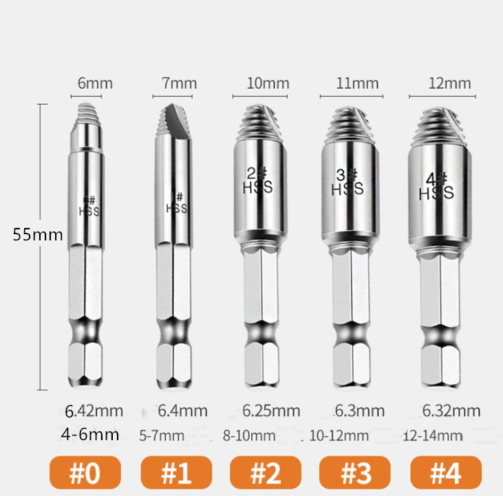 5pcs plastic box screw extractor