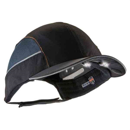 Ergodyne 8960 Long Brim Black Bump Cap w/ LED Lighting Tech