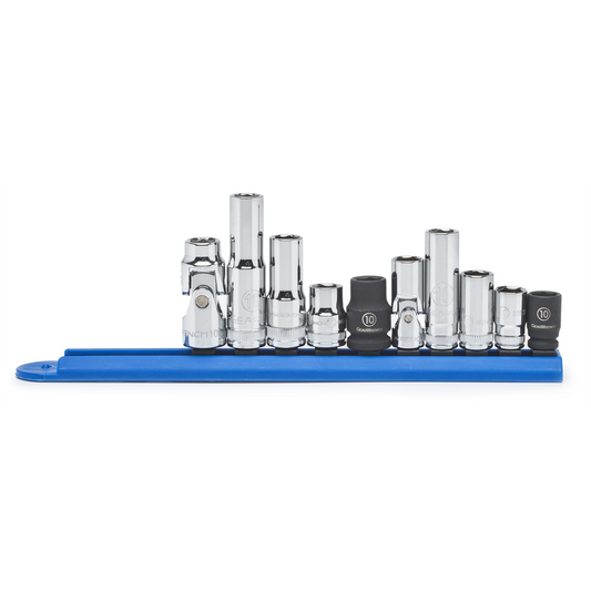GearWrench 10 Piece 1/4 Inch & 3/8 Inch Drive 6 Point 10mm Socket Set