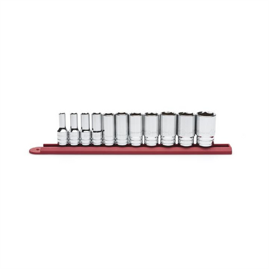 GearWrench 11 Piece 3/8 Inch Drive 6 Point Mid Length SAE Socket Set