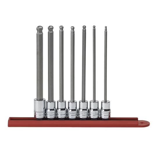 GearWrench 7 Piece 3/8 Inch Drive Long Ball End Hex Bit SAE Socket Set