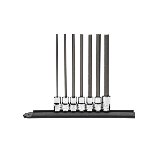 GearWrench 7 Piece 3/8 Inch Drive Long Length Hex Bit SAE Socket Set