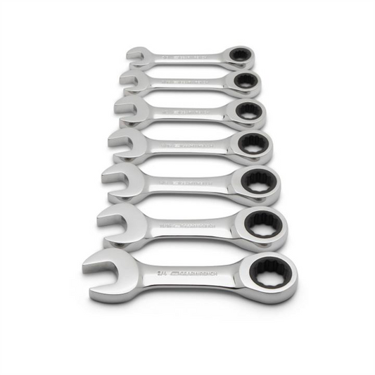 GearWrench 7 Piece 72-Tooth 12 Point Stubby Ratcheting Combination SAE Wrench Set