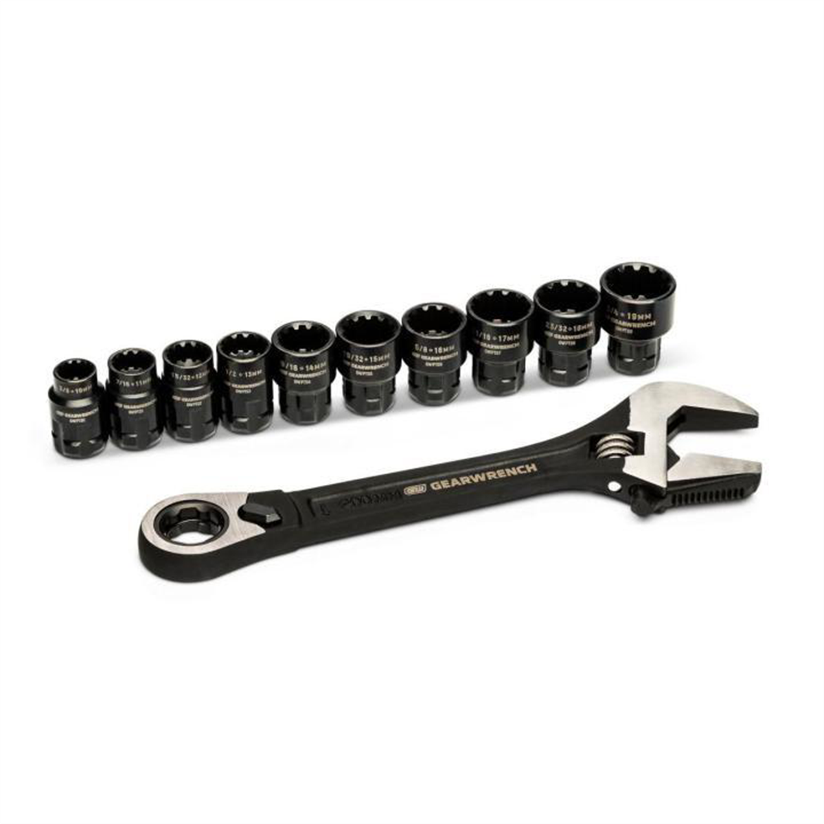 GearWrench 11 Piece Pass-Thru Adjustable Wrench Set