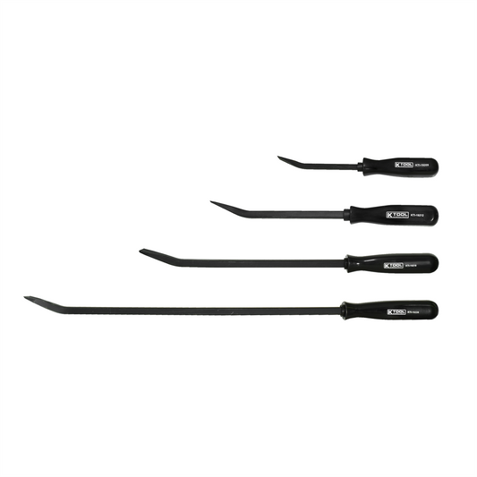 K Tool International Pry Bar Set Bent End 4 Piece w/ Black Square Handle