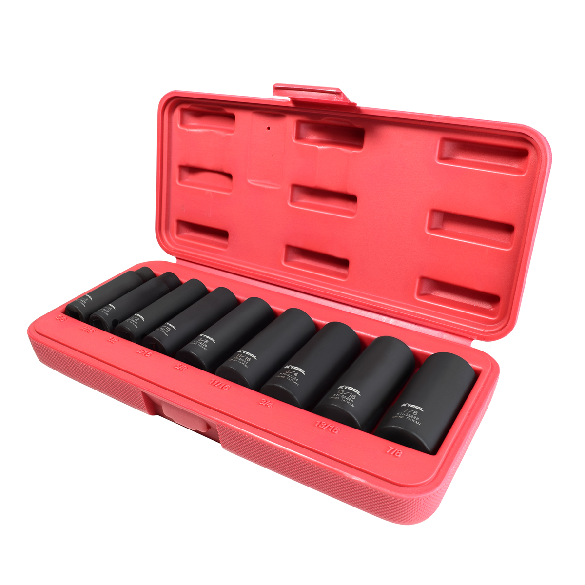 K Tool International Socket Set Impact SAE 6 pt. Deep 1/2 in. Dr 12 Pieces