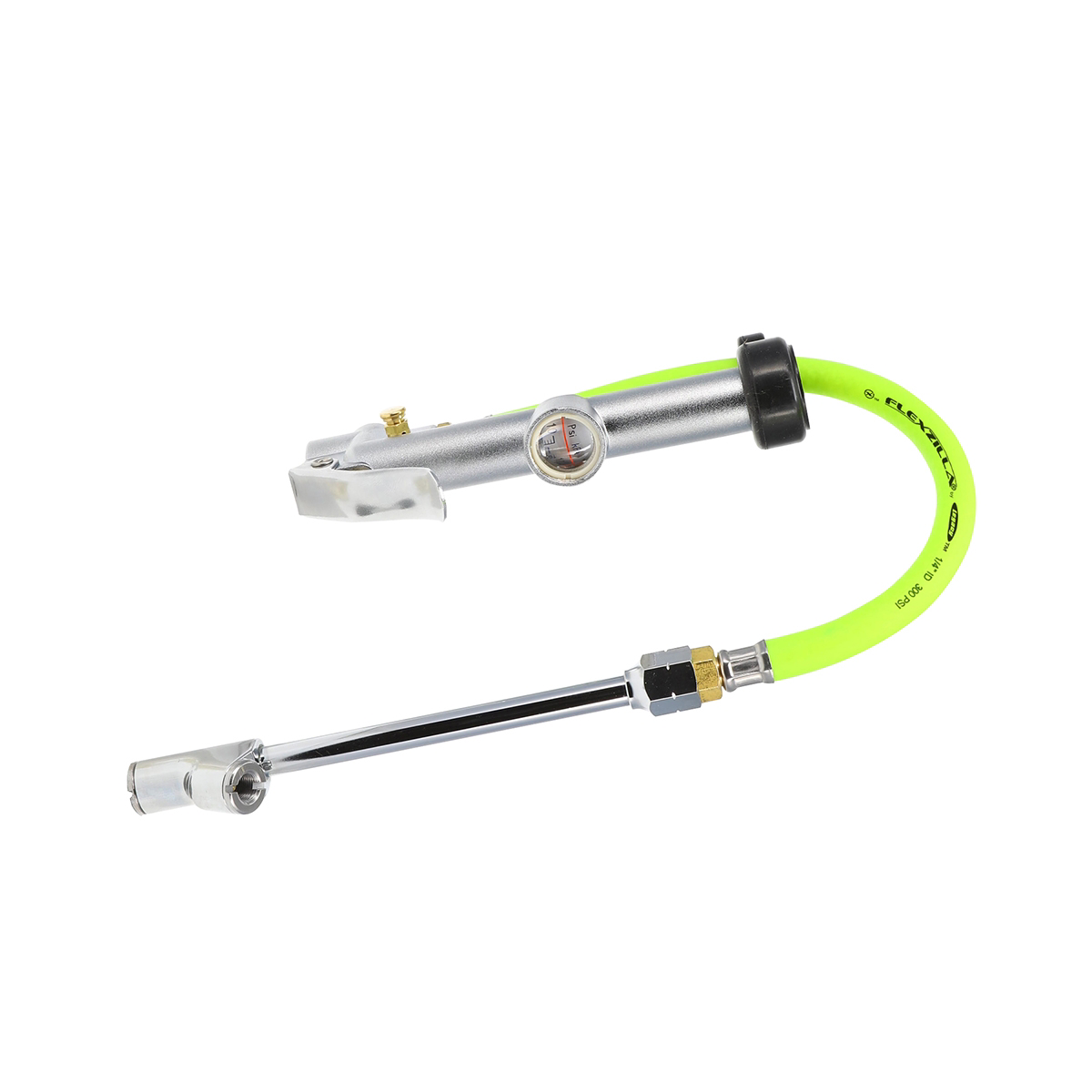 Legacy Manufacturing Flexzilla dual foot tire inflator with 12 inch hose and glass sight gauge 10 to 120 psi - Zillagreen