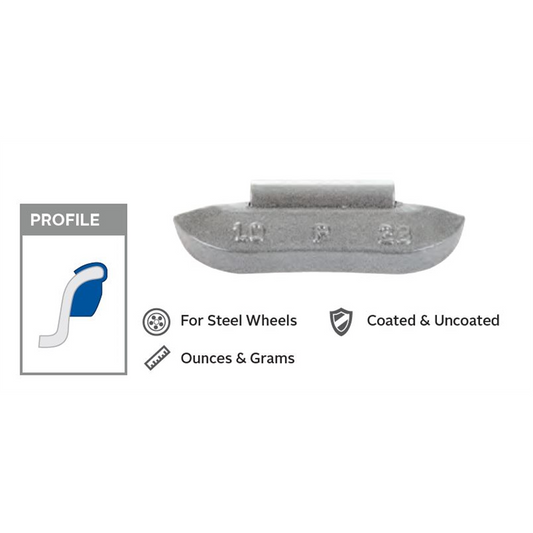 Wegmann Automotive 3 oz Lead Uncoated Clip-on P Black Series Wheel Weight (Box of 50)