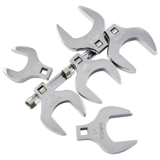 SUNEX 6 Pc 1/2" Dr Full Polish SAE Jumbo Crowfoot Wrench