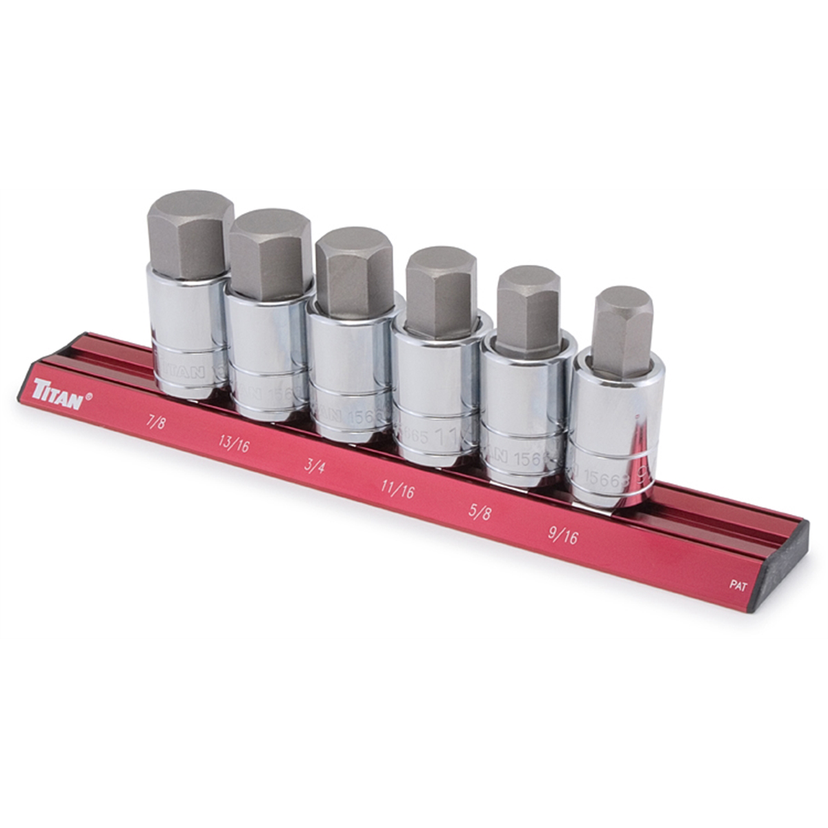TITAN 6 Pc. 1/2" Drive Sae Large Hex Bit