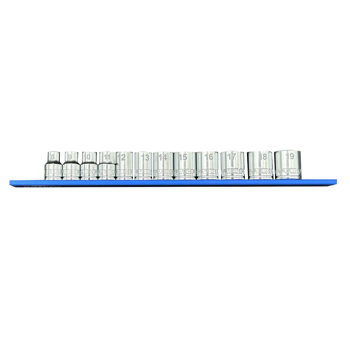 VIM Tools 12 Piece 3/8 Inch Drive Metric Socket Set with 12 Inch Blue Magrail - SMS600 Subset